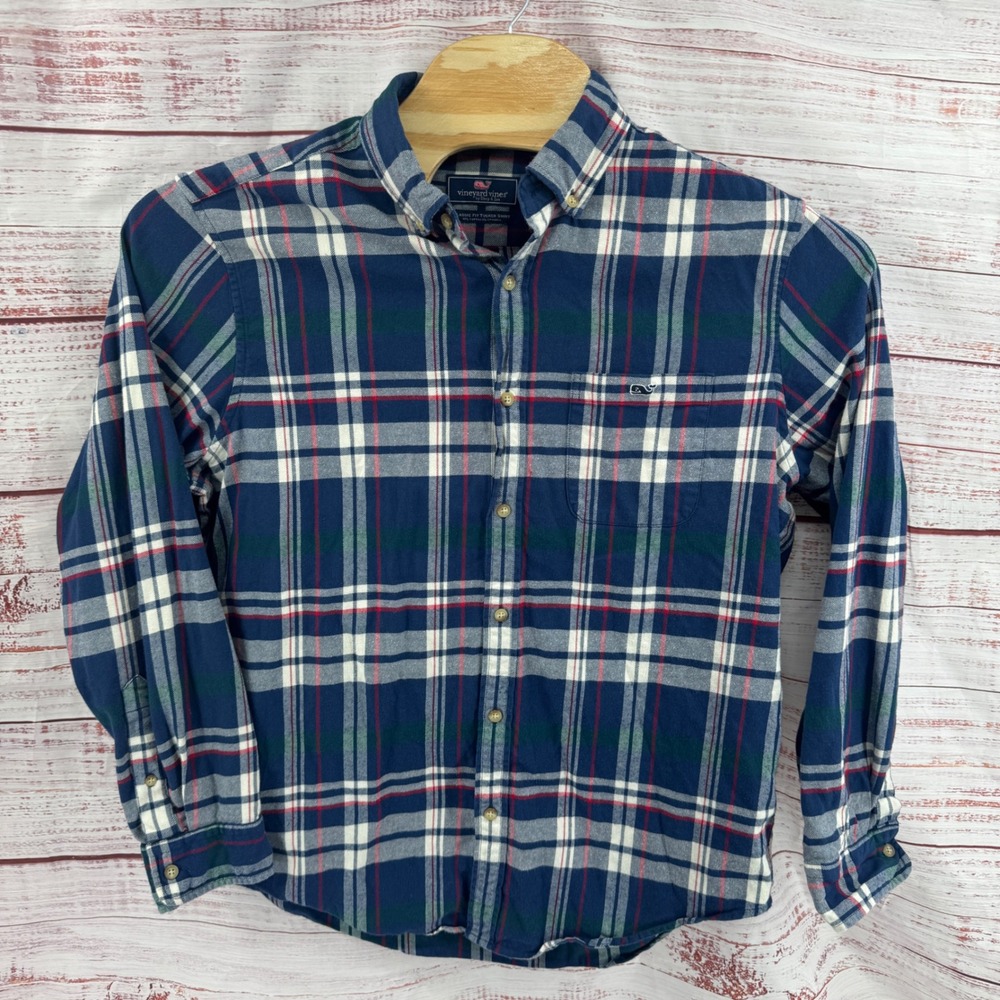 Vineyard Vines Flannel Shirt‎ Mens Large Plaid Classic Fit Button Down Stretch